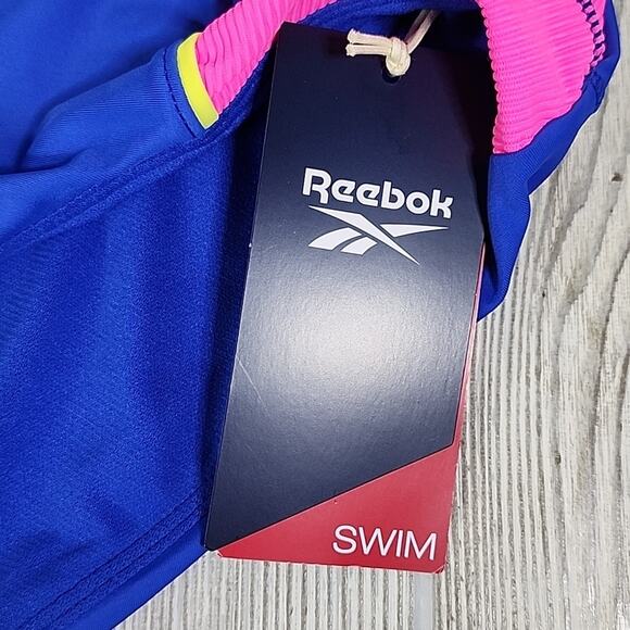 Reebok High Waist Swimsuit Bottom Pink Blue Womens Size Medium NWT - Picture 3 of 8
